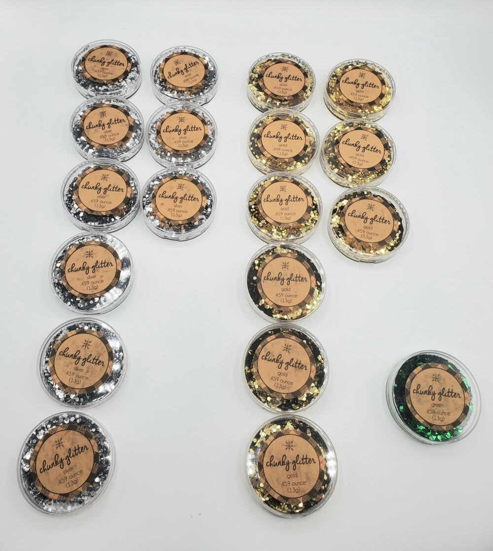 Chunky Glitter 19 Total SILVER GOLD GREEN Arts Crafts